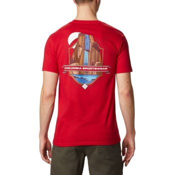 Columbia Cliffed, Camiseta Azules Rojos Para Hombre | 594362-NUF